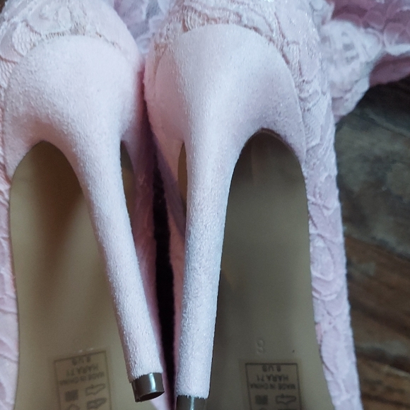 Elegant Pink Lace Over-the-Knee Heels - Picture 10 of 15